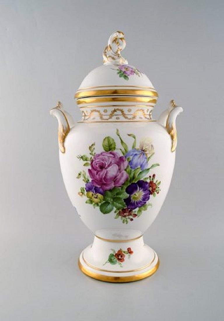 Royal Copenhagen, Antique Baluster Shaped Porcelain Lidded Vase, 19th Century photo for sale