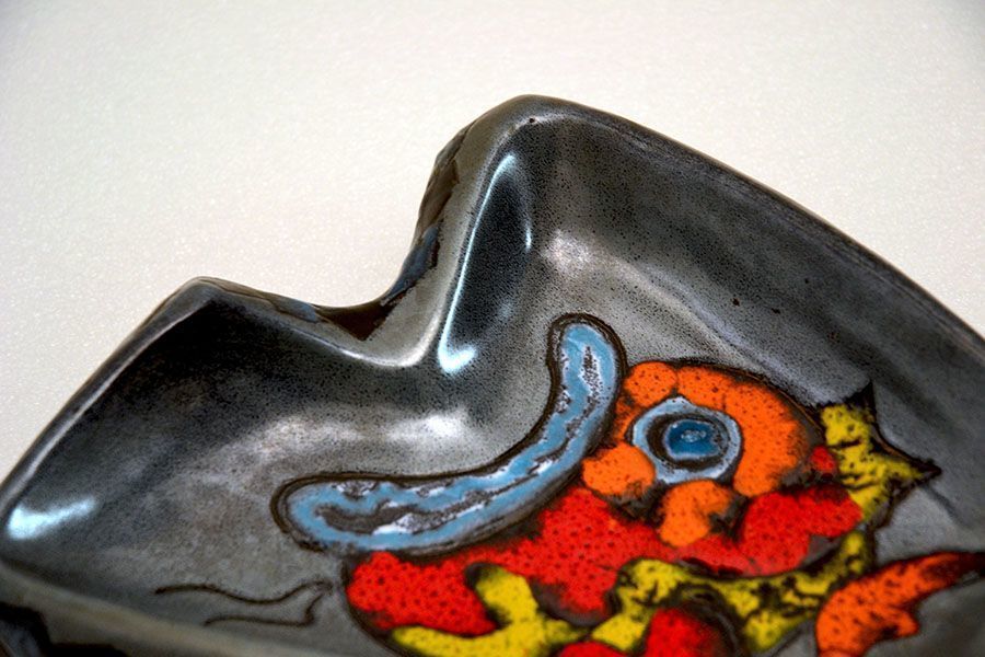 Italian Enameled Ceramic Fish Centerpiece, 1960s photo for sale