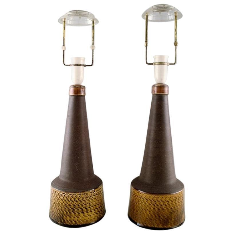 Nils Kähler For Kähler, Hak, A Pair Of Large Glazed Ceramic Lamps, 1960s