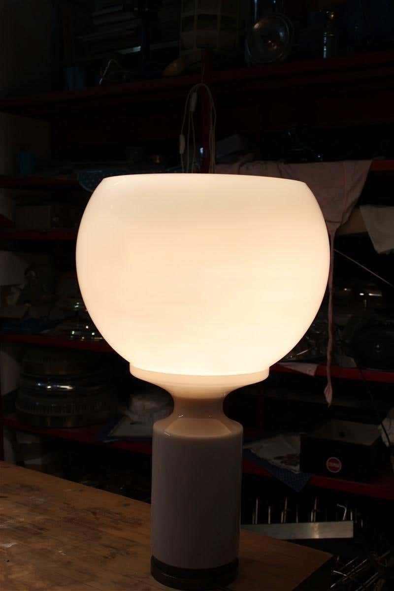 Vistosi Style Table Lamp Italian Design Murano Glass Ball White Pink Brass photo furniture