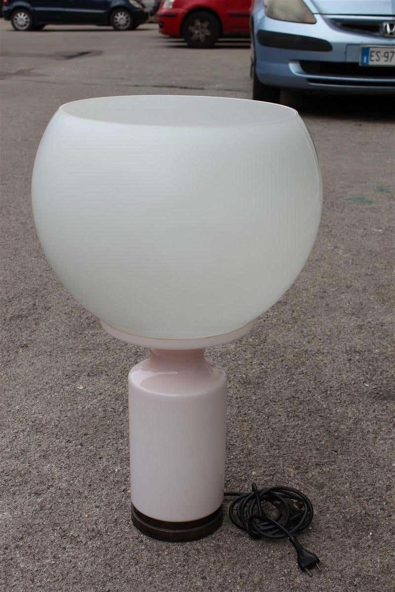 Vistosi Style Table Lamp Italian Design Murano Glass Ball White Pink Brass photo Lighting