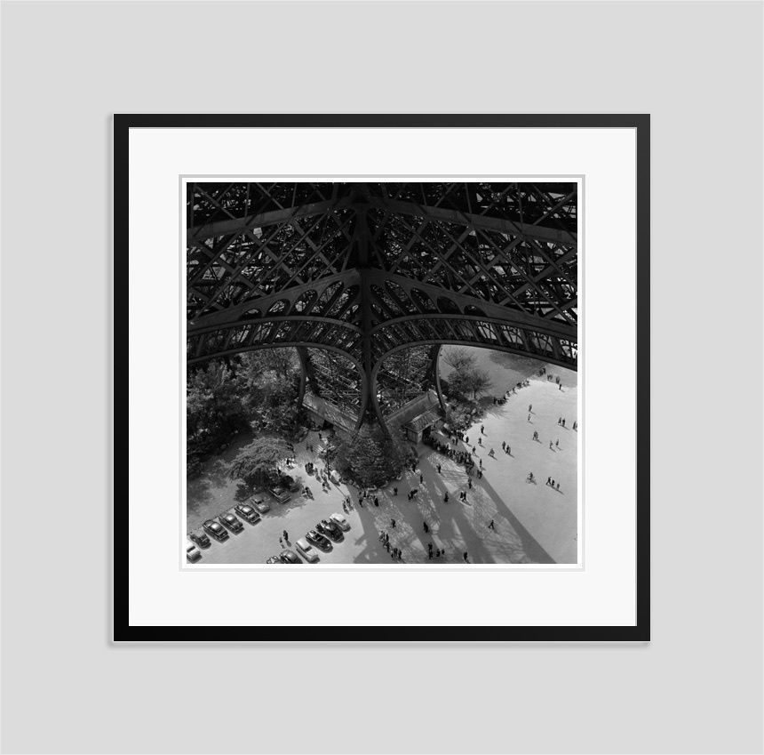 Paris Eiffel Tower Architecture 1950s Silver Gelatin Print Framed In Black