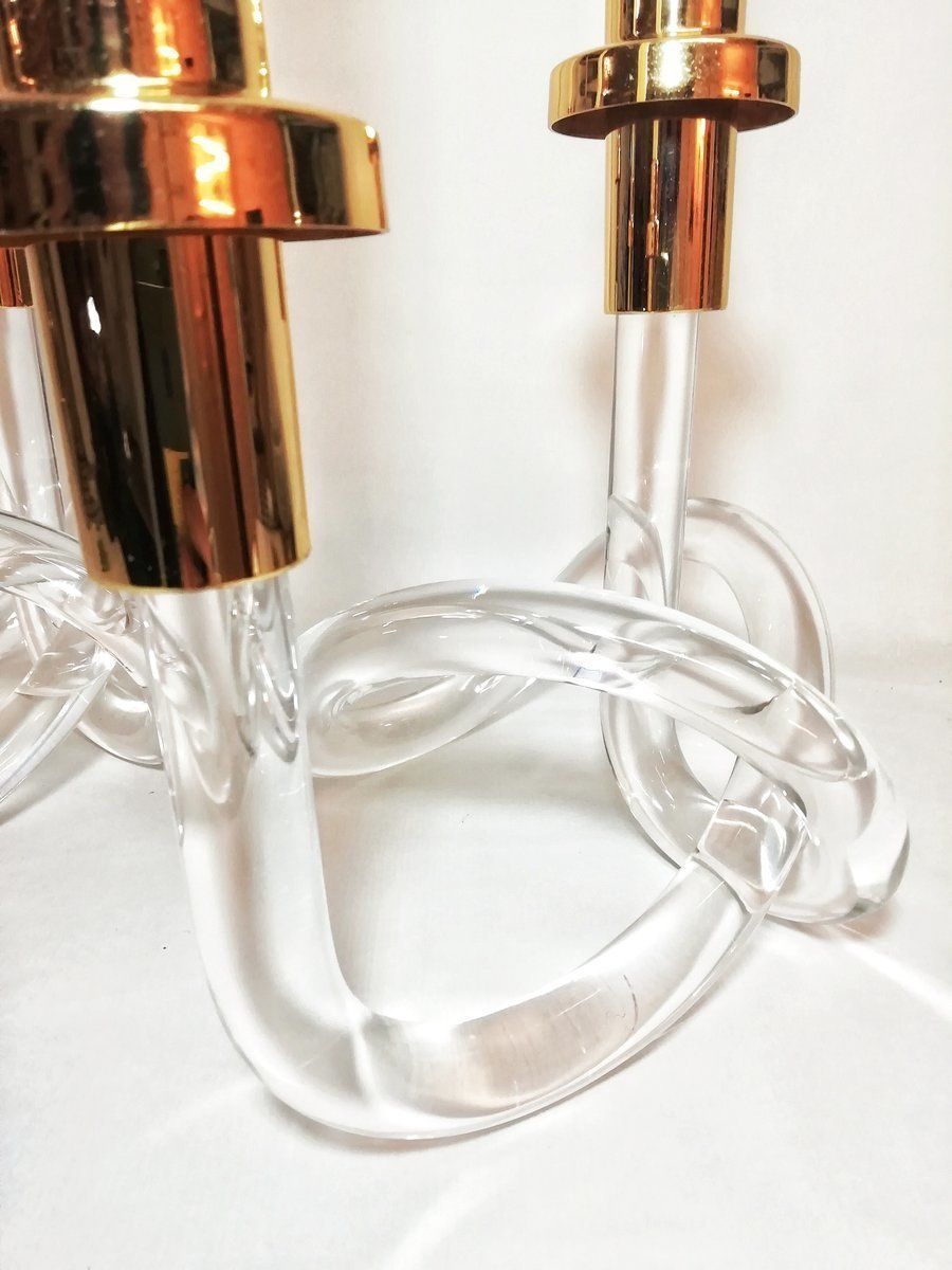 Mid Century Lucite Candleholders By Dorothy Thorpe, Set Of 2 photo for sale