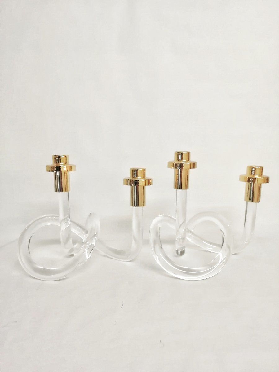 Mid Century Lucite Candleholders By Dorothy Thorpe, Set Of 2 photo vinterior