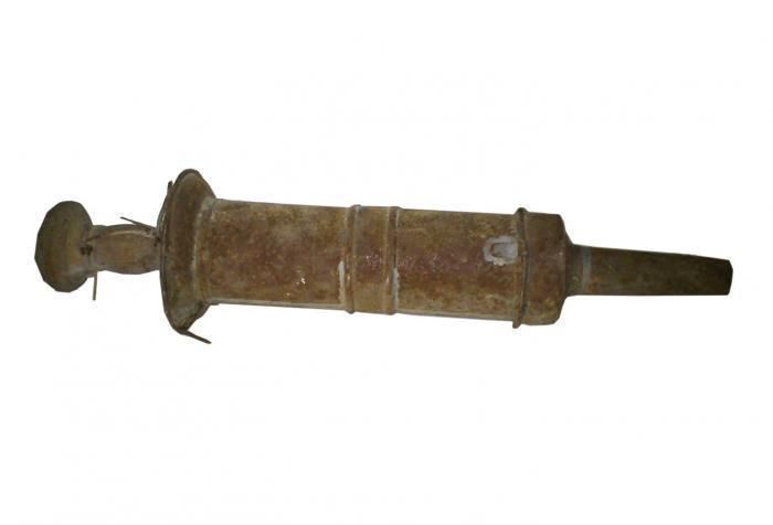 Antique Primitive Tin Tube Sausage Stuffer With Wooden Plunger