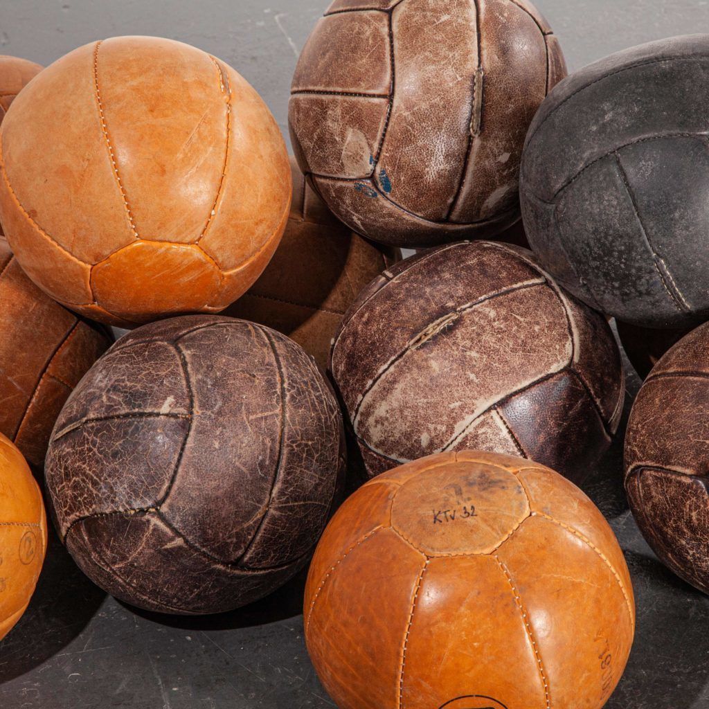 1950’s Medium Czech Leather Medicine Balls – Decorative photo Home Decor