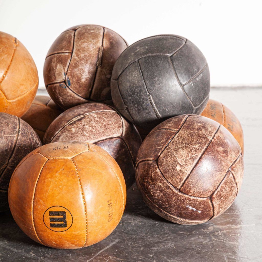 1950’s Medium Czech Leather Medicine Balls – Decorative photo vinterior
