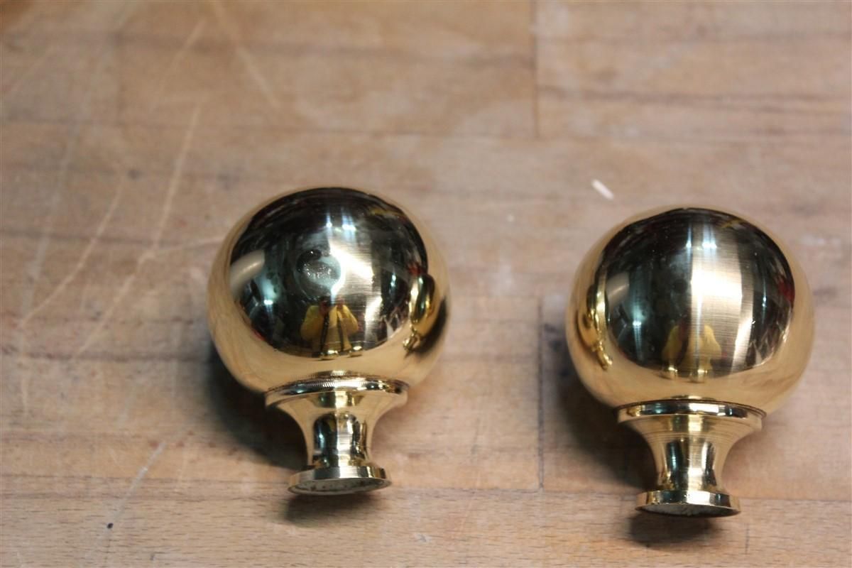 Midcentury Italian Design Ball Handles In Gold Brass, 1950 photo for sale