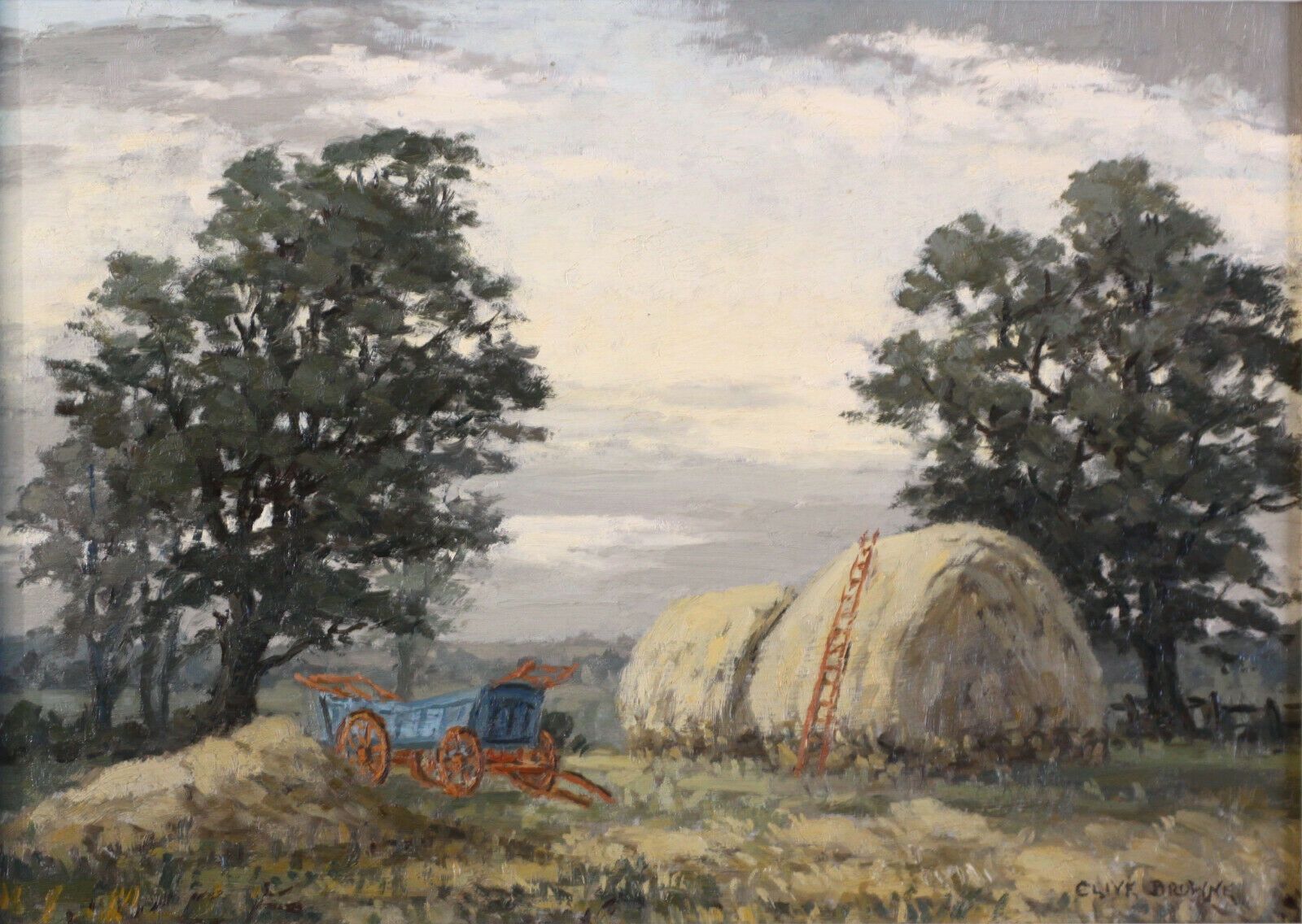 Oil On Board By Clive Richard Browne. "The Stackyard" photo furniture