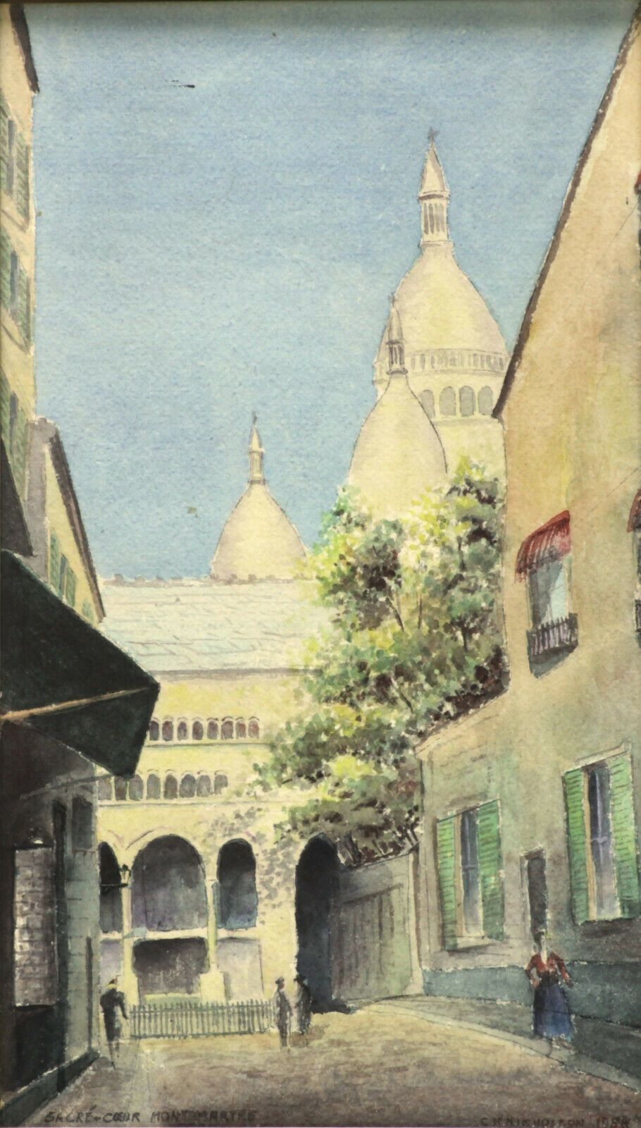 Watercolour By Charles Herbert Nicholson. Sacré Coeur Montmartre. photo furniture