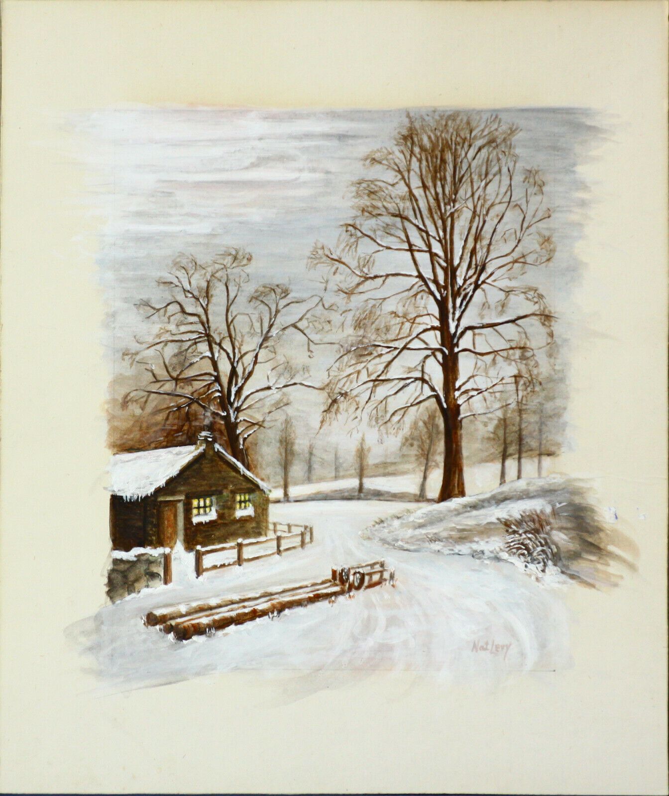 Watercolour And Gouache By Nat Levy. A Californian Mountain Cabin photo furniture