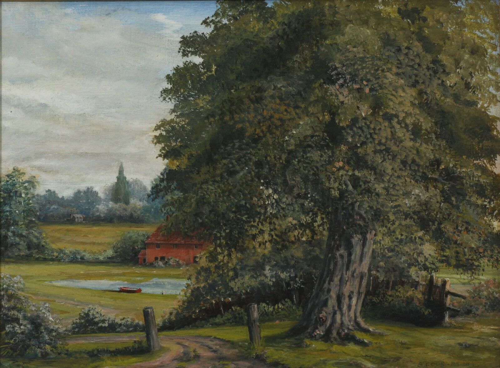 Oil On Canvas Board By S. Cockle. Country Lane photo furniture