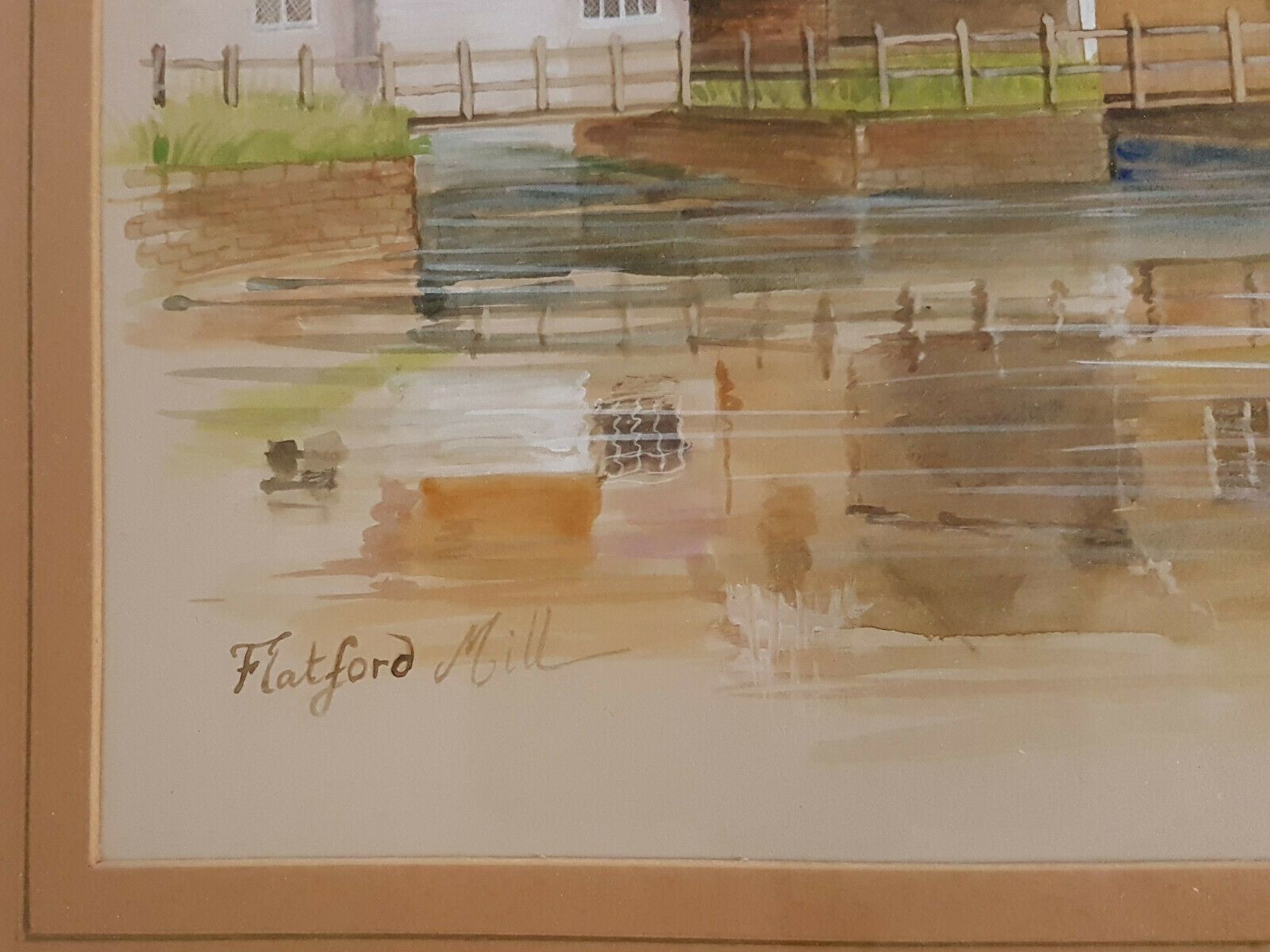 Watercolour And Pencil By Dominique Audurier. Titled, "Flatford Mill" photo for sale