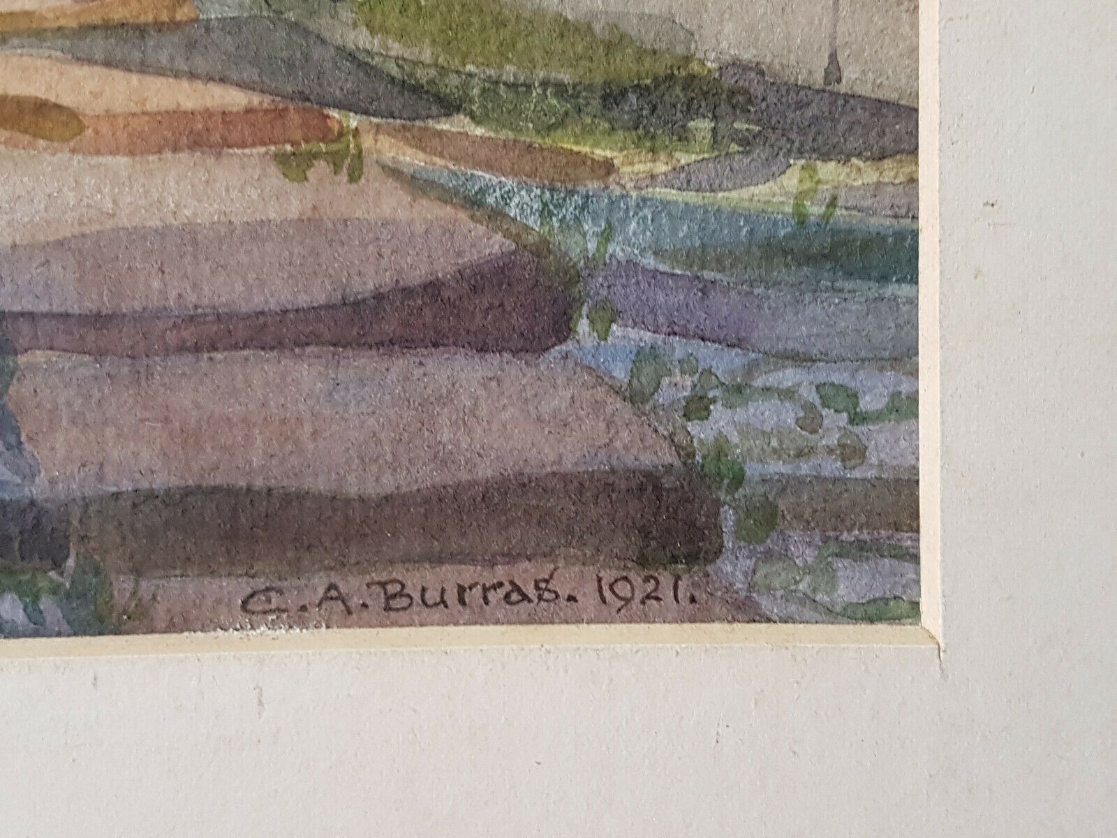 Watercolour By Caroline Agnes Burras. Sunny Place, Robin Hoods Bay photo for sale