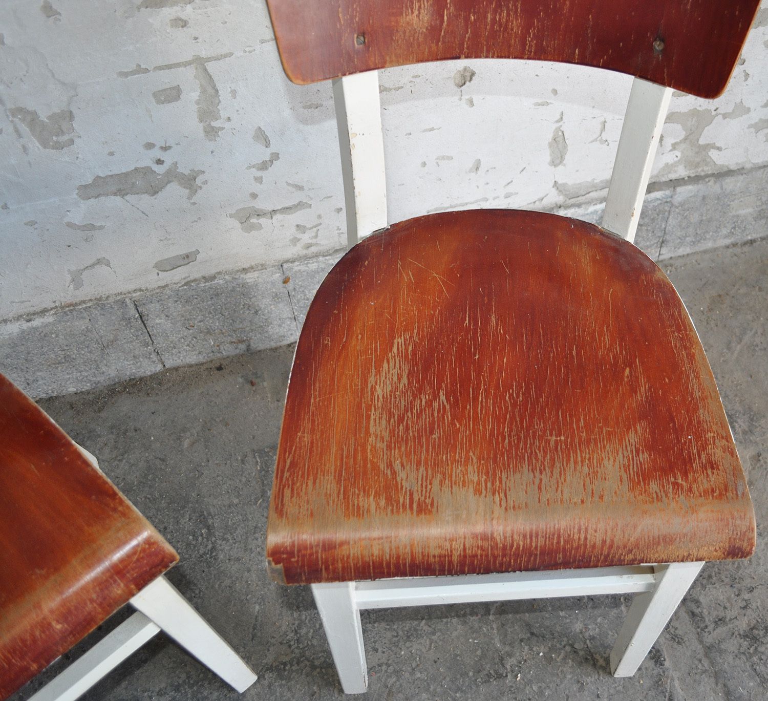 Painted Pine Retro Chairs, Pair photo for sale