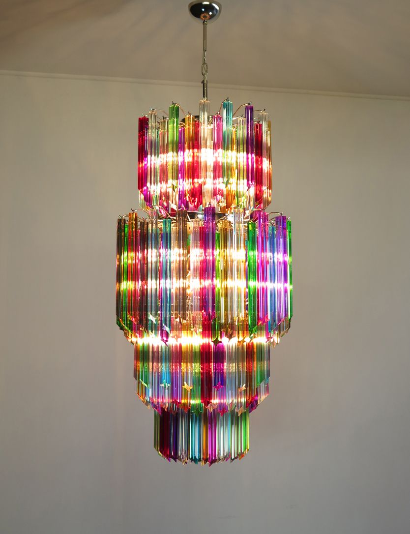 Huge Murano Chandelier Multicolor Quadriedri – 242 Prism   Mariangela Model photo furniture