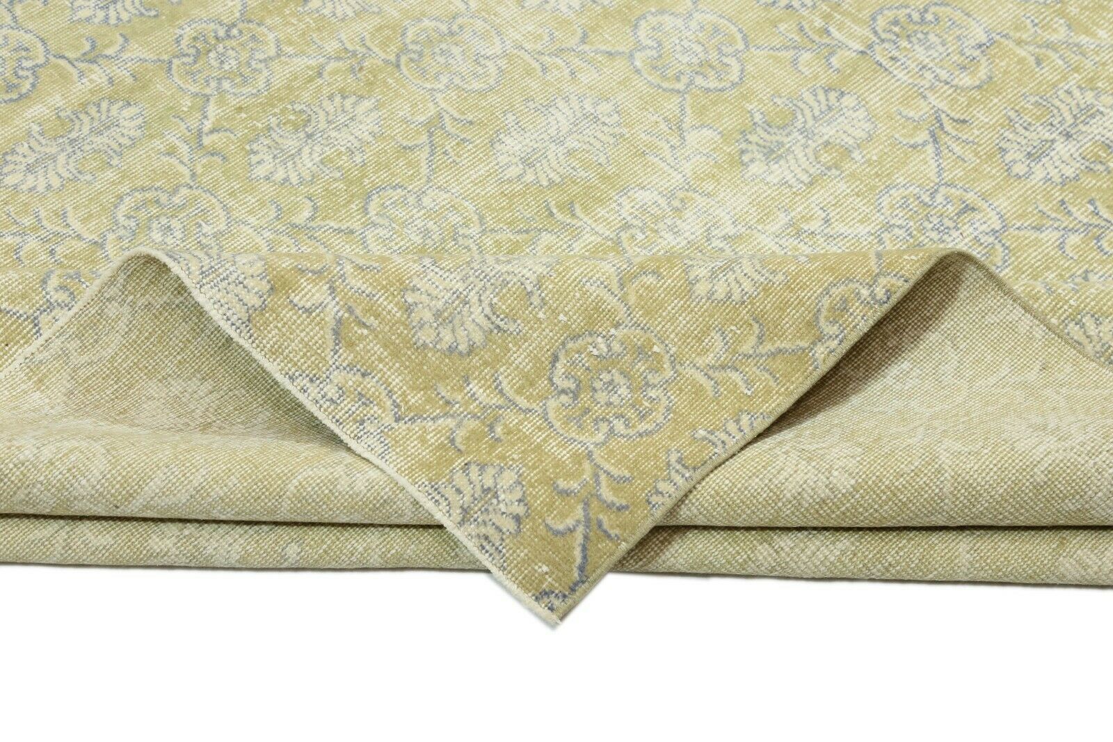 photo furniture 216x323 Cm Chartreuse Vintage Area Carpet Turkish Oushak Floral Handwoven Wool Modern Rug 7'1x10'6 Ft