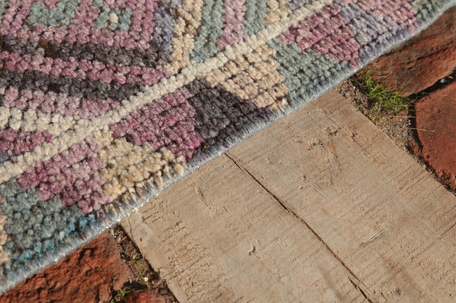 73x351 Cm Purple Kurdish Herki Runner 2'4x11'5 Vintage Hallway Geometric Home Decor Carpet photo 327.0