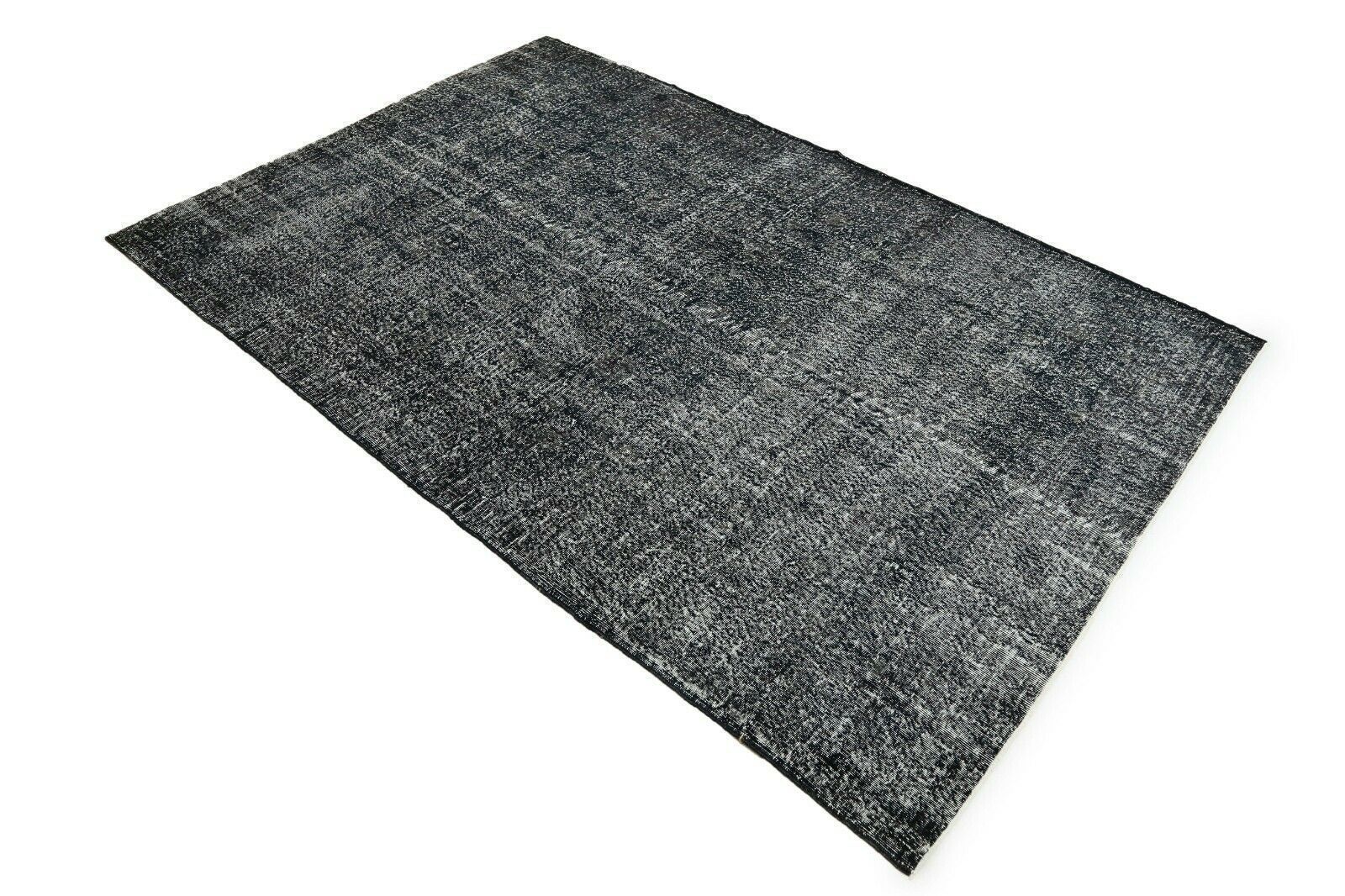 208x324 Cm Black Turkish Area Distressed Vintage Living Room Oushak Handmade Wool 6'8x10'6 Ft