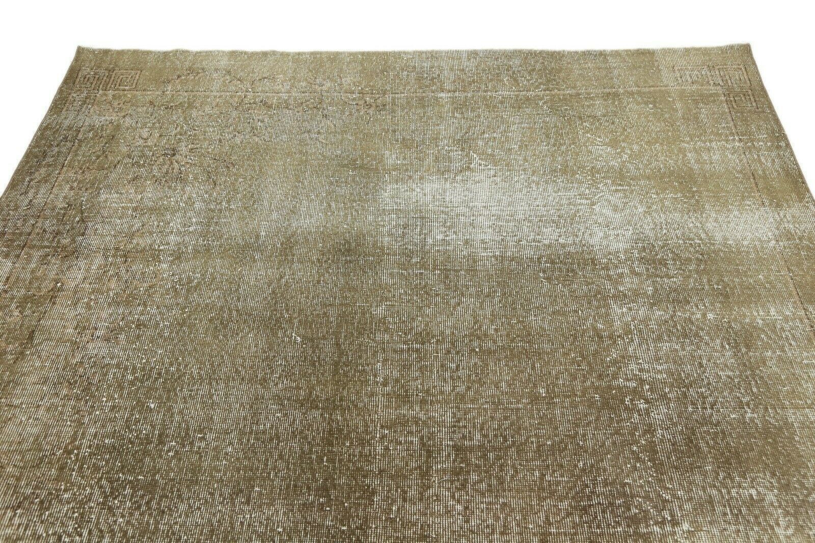 205x311 Cm Vintage Turkish Rug Oushak Distressed Brown Hand Knotted Beige Rare 6'7x10'2 Ft photo 599.0