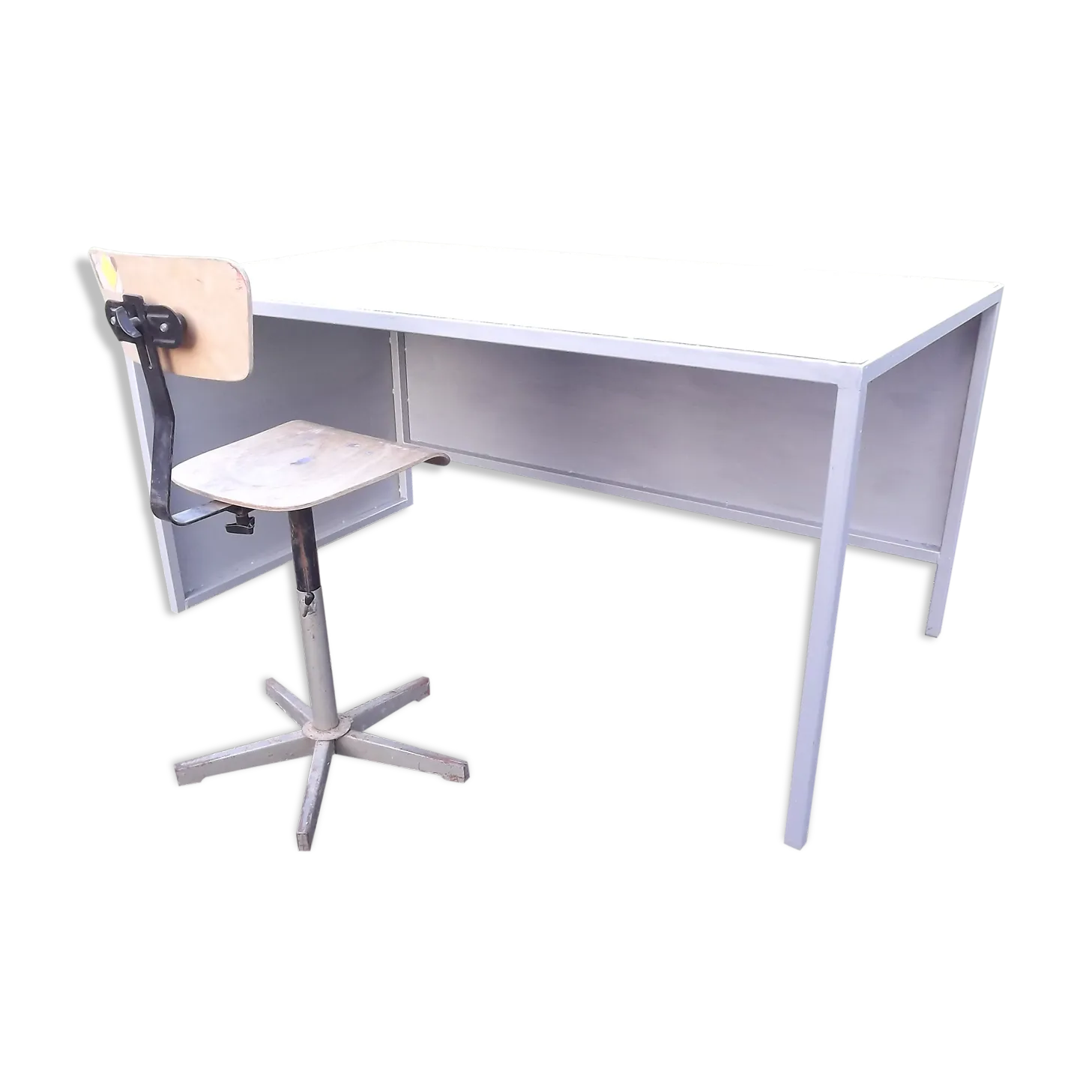 Industrial Iron Desk And Chair