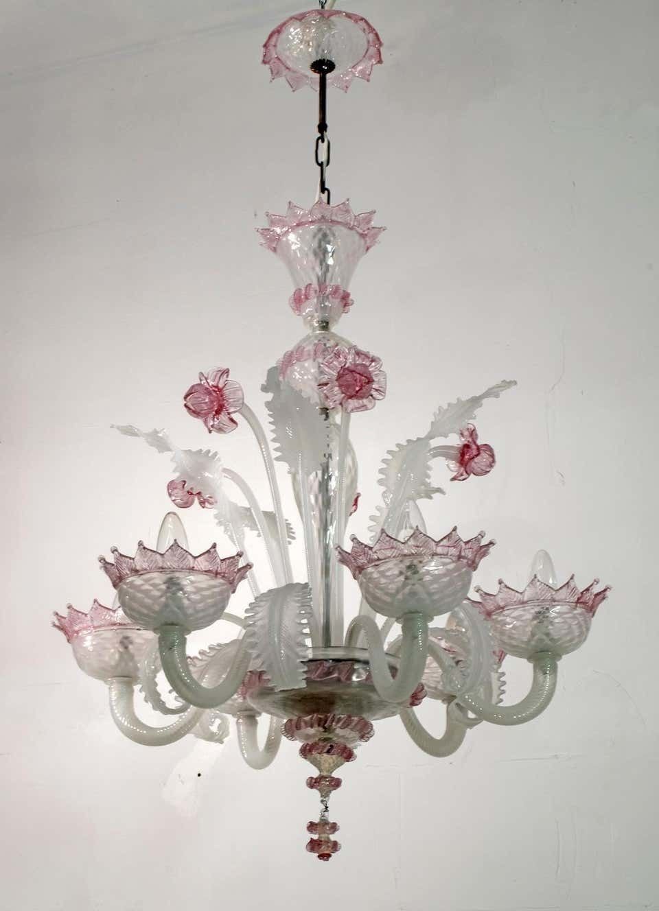 20th Century Modern Venetian Murano Glass Chandelier "Ca'rezzonico" Style, 1960s photo furniture