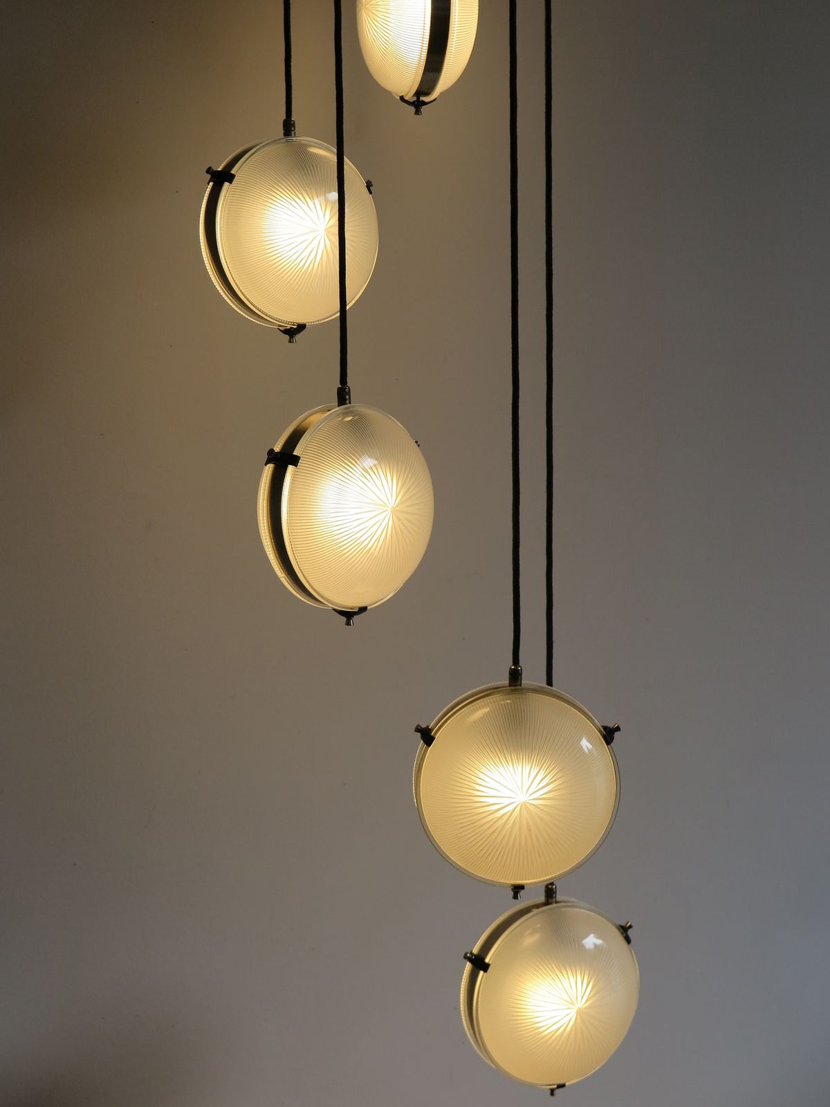 Sergio Mazza For Artemide Italian Glass And Brass Pendant Lamp, 1960s photo for sale