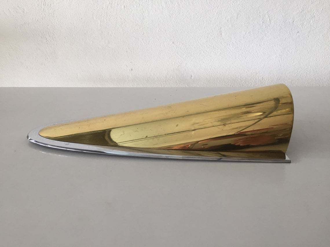 Exclusive Very Rare Brass & Chrome Wall Lamps   Heavy Sconces   Hollywood Regency   Mid Century Modern   By Art Line Wohndecor, Köln   1960s photo vintage