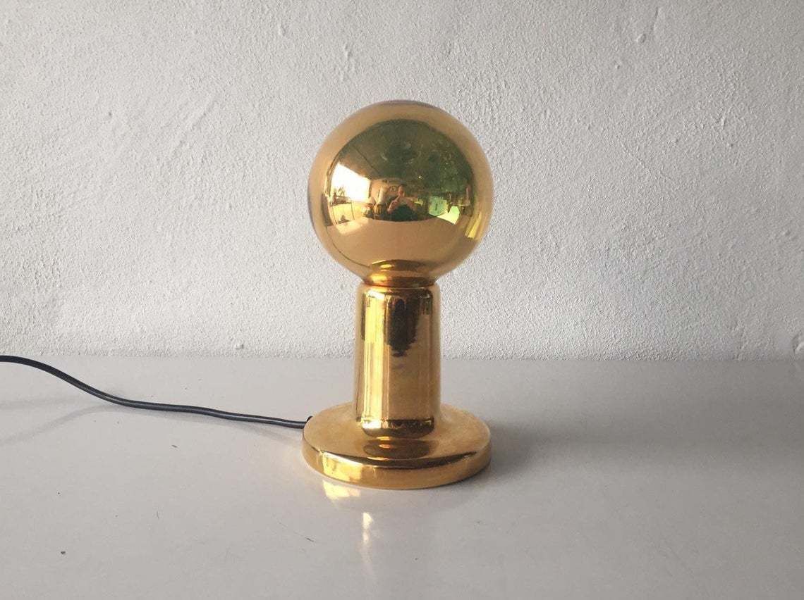 Philips Ntd Gold Metal Ball Desk Lamp   1970s photo furniture