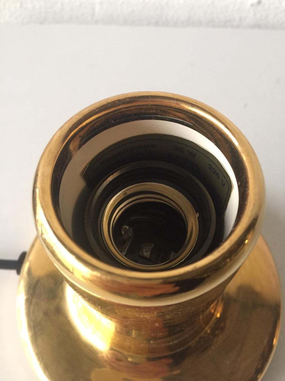 Philips Ntd Gold Metal Ball Desk Lamp   1970s photo vinterior