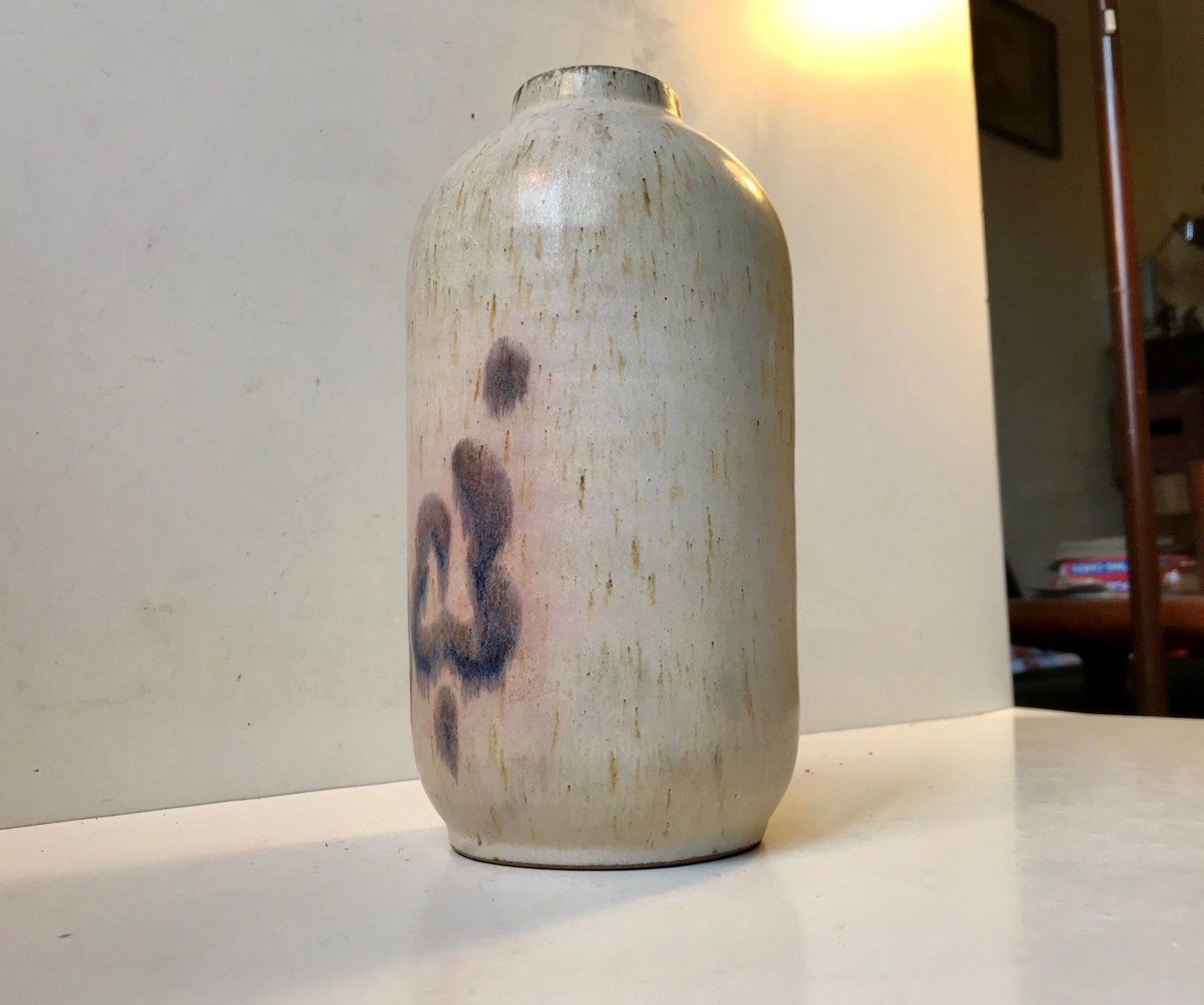 Danish Haresfur Stoneware Vase By Ellen Madsen For Lee Keramik, 1970s photo vinterior
