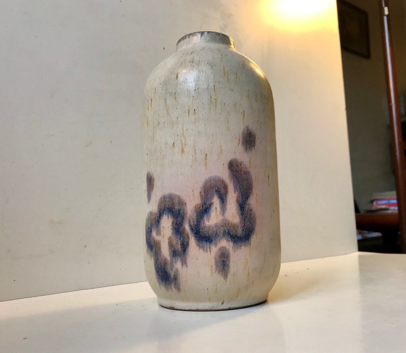 Danish Haresfur Stoneware Vase By Ellen Madsen For Lee Keramik, 1970s photo vintage