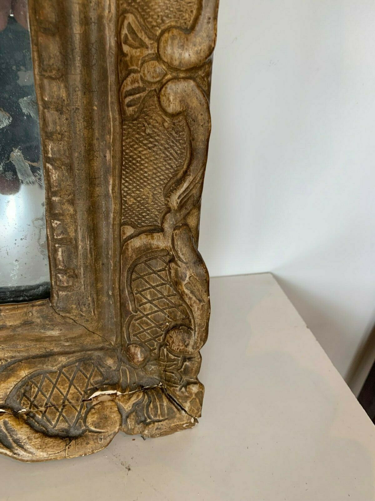 Mirror Louis XV In Gilded Carved Wood Trumeau 19th Century 80x56cm photo 736.16