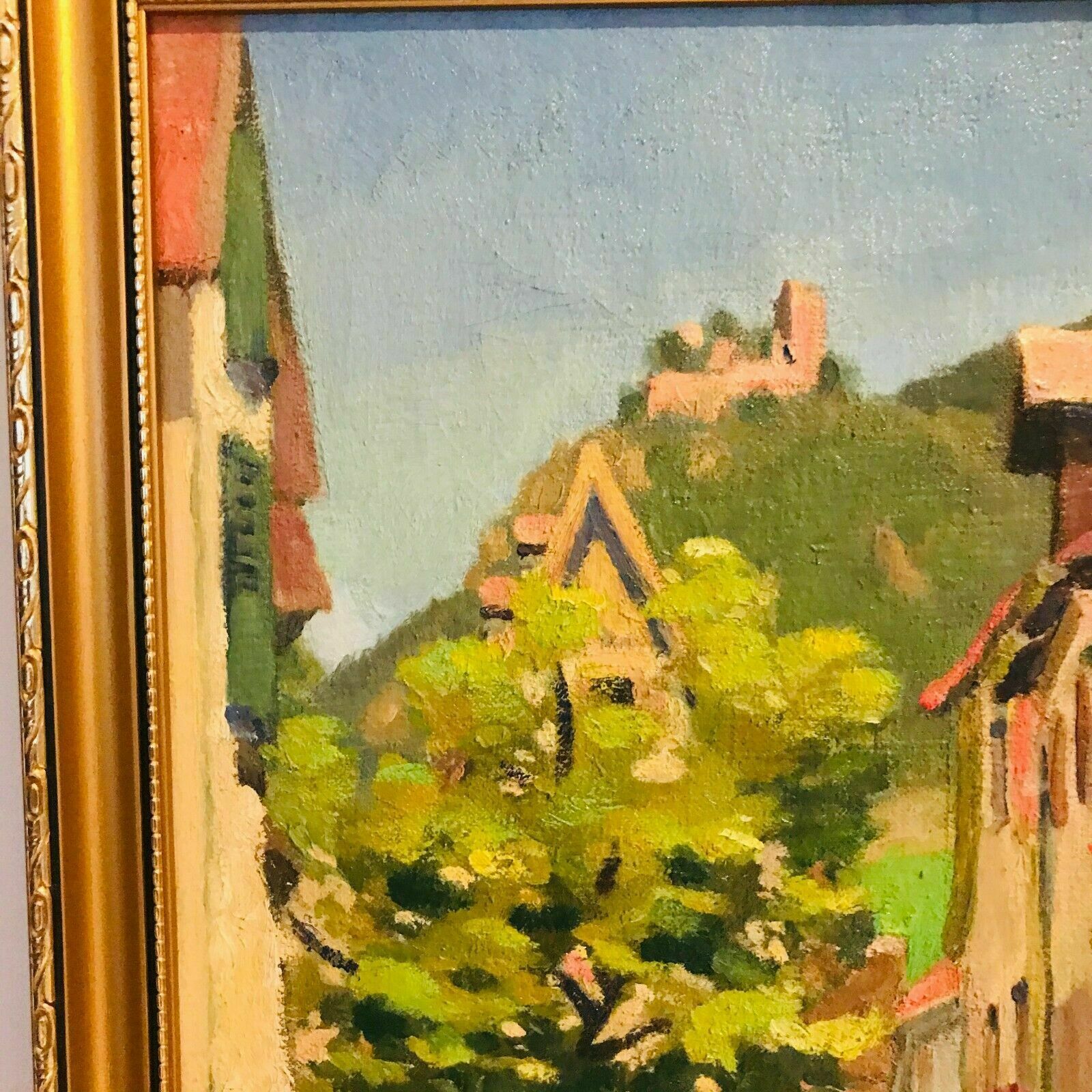 Oil On Canvas "Animated Village Lane" Signed Lespagnol 59 20th Century photo furniture