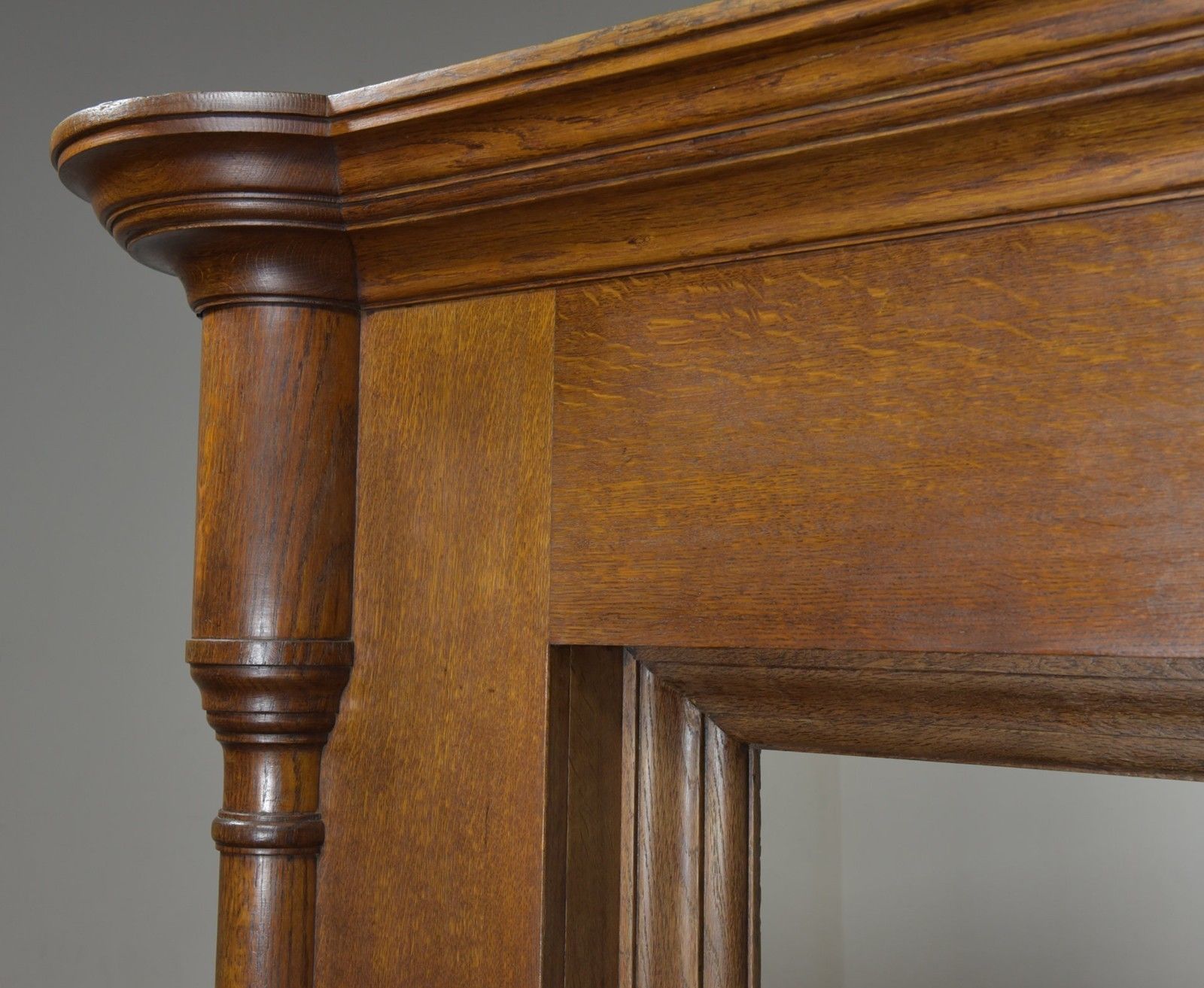Large Antique Oak Columned Fire Surround photo Home Fixtures