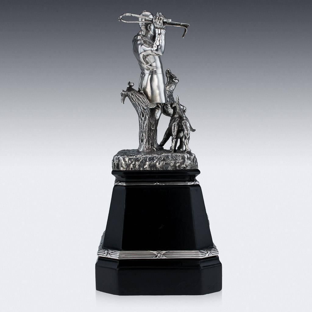 19th Century Victorian Solid Silver Hunting Trophy, Elkington, Circa 1894 photo Art