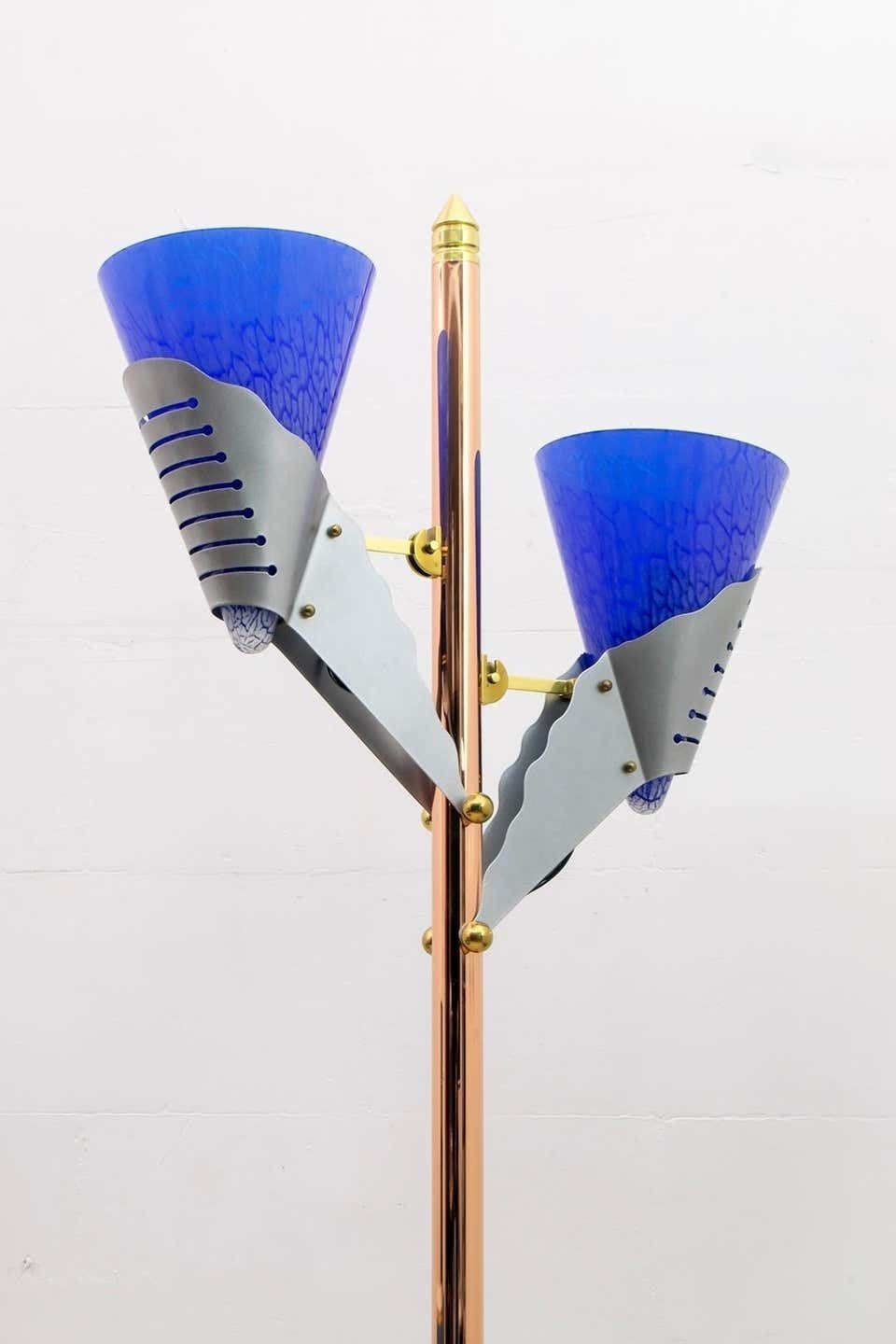 Relco Milano Modernist Italian Murano Glass And Brass Floor Lamp, 1980s photo furniture