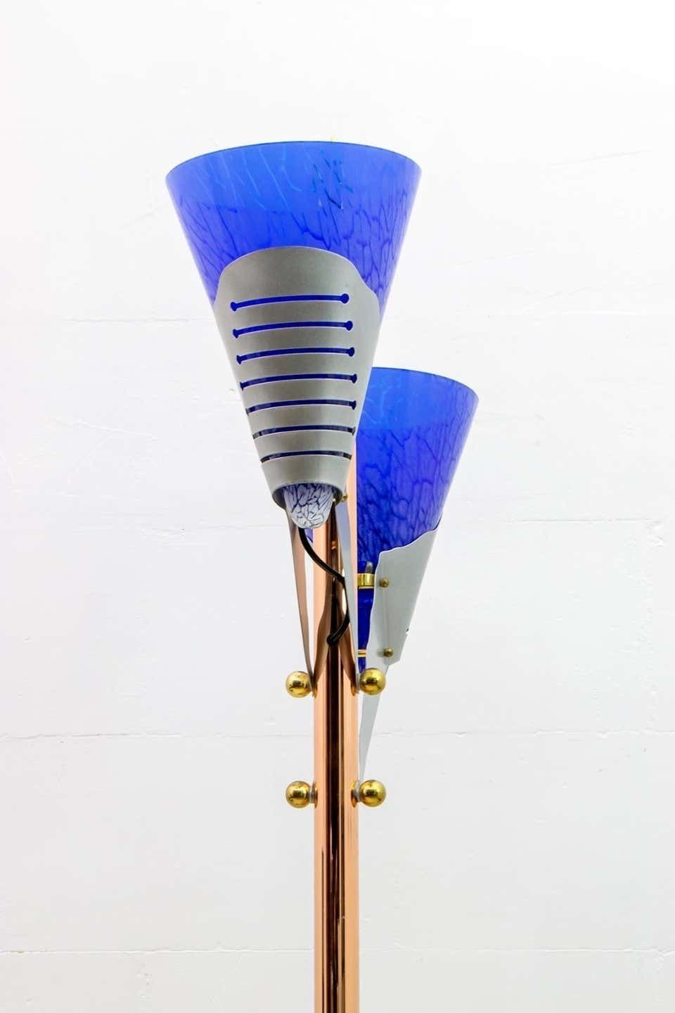 Relco Milano Modernist Italian Murano Glass And Brass Floor Lamp, 1980s photo 2641.0