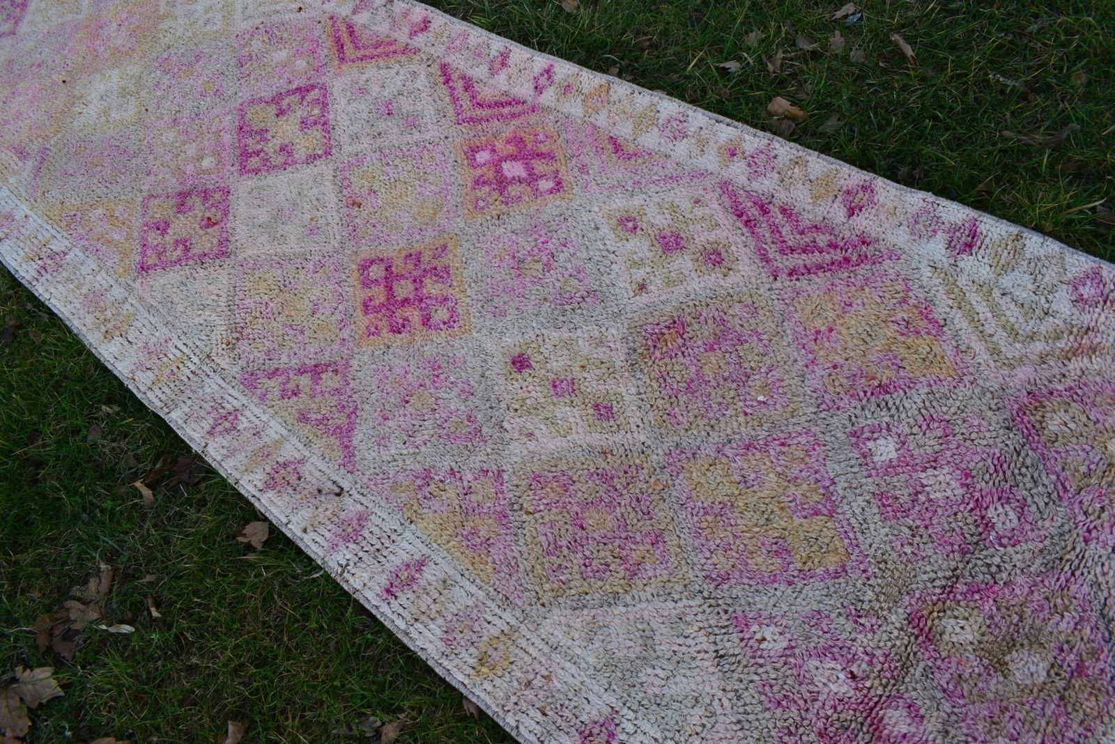 Vintage Turkish Distressed Oushak Runner Rug, 1970s photo vintage