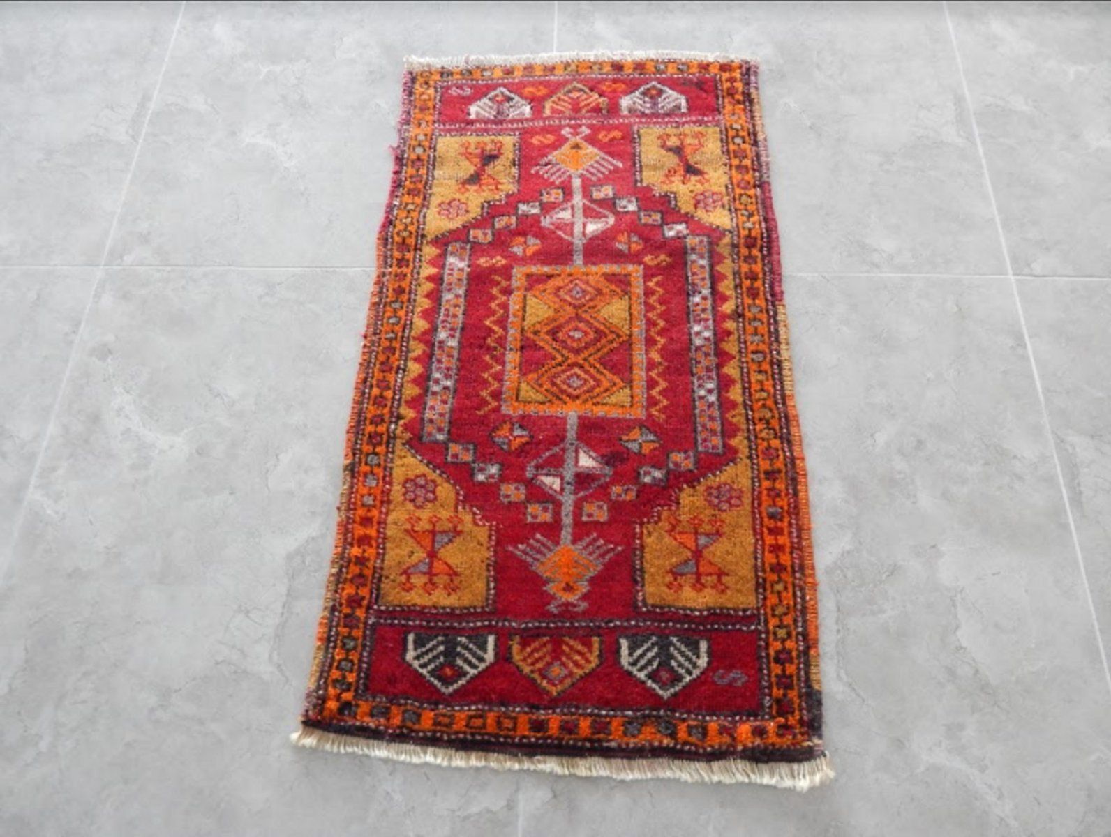 Vintage Distressed Oushak Runner Rug, 1970s photo furniture
