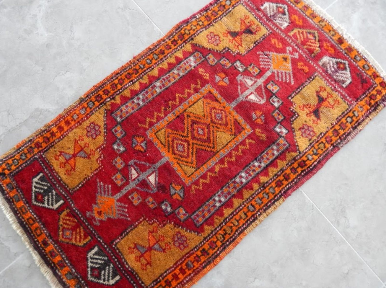 Vintage Distressed Oushak Runner Rug, 1970s photo Textiles