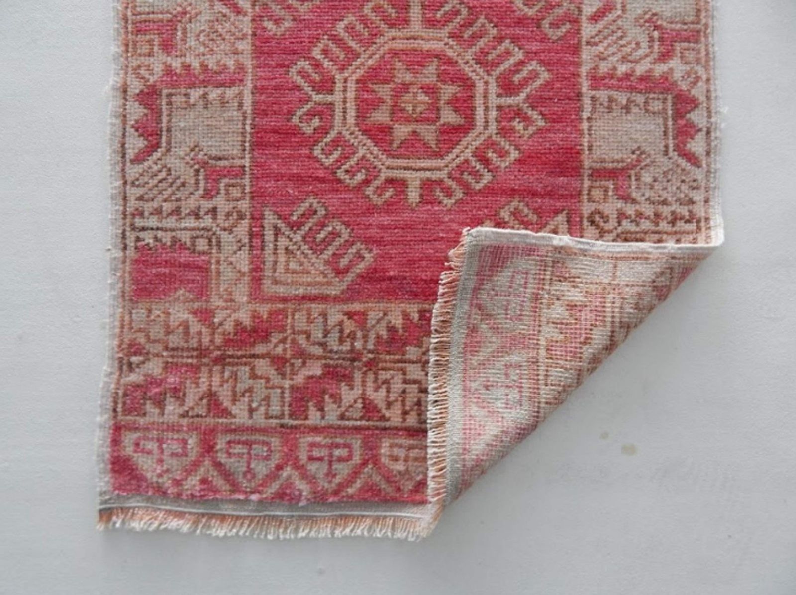 Small Hand Knotted Distressed Oushak Rug, 1970s photo vinterior