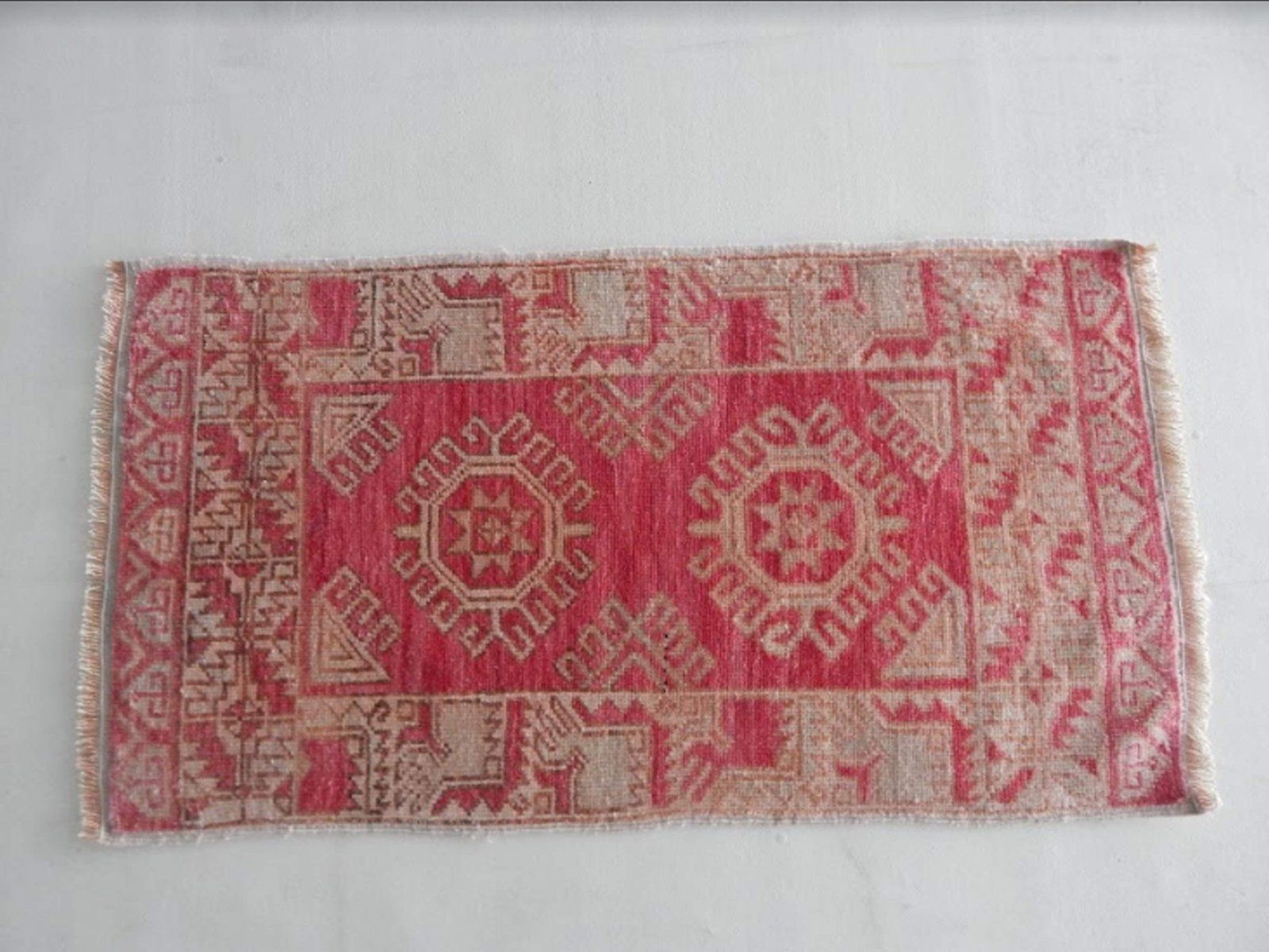 Small Hand Knotted Distressed Oushak Rug, 1970s photo buy