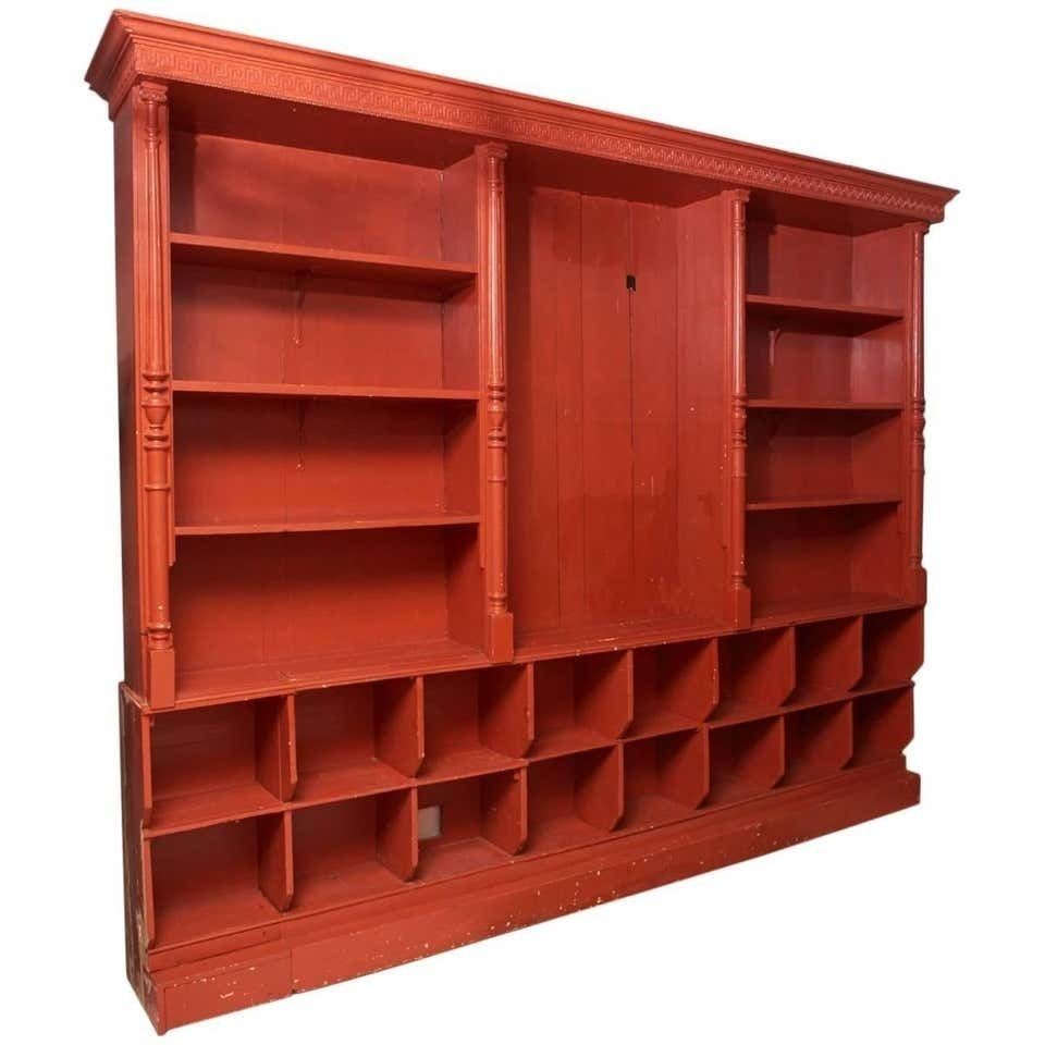 Solid Pine Wood Display Cabinet Sideboard, Mid 19th Century