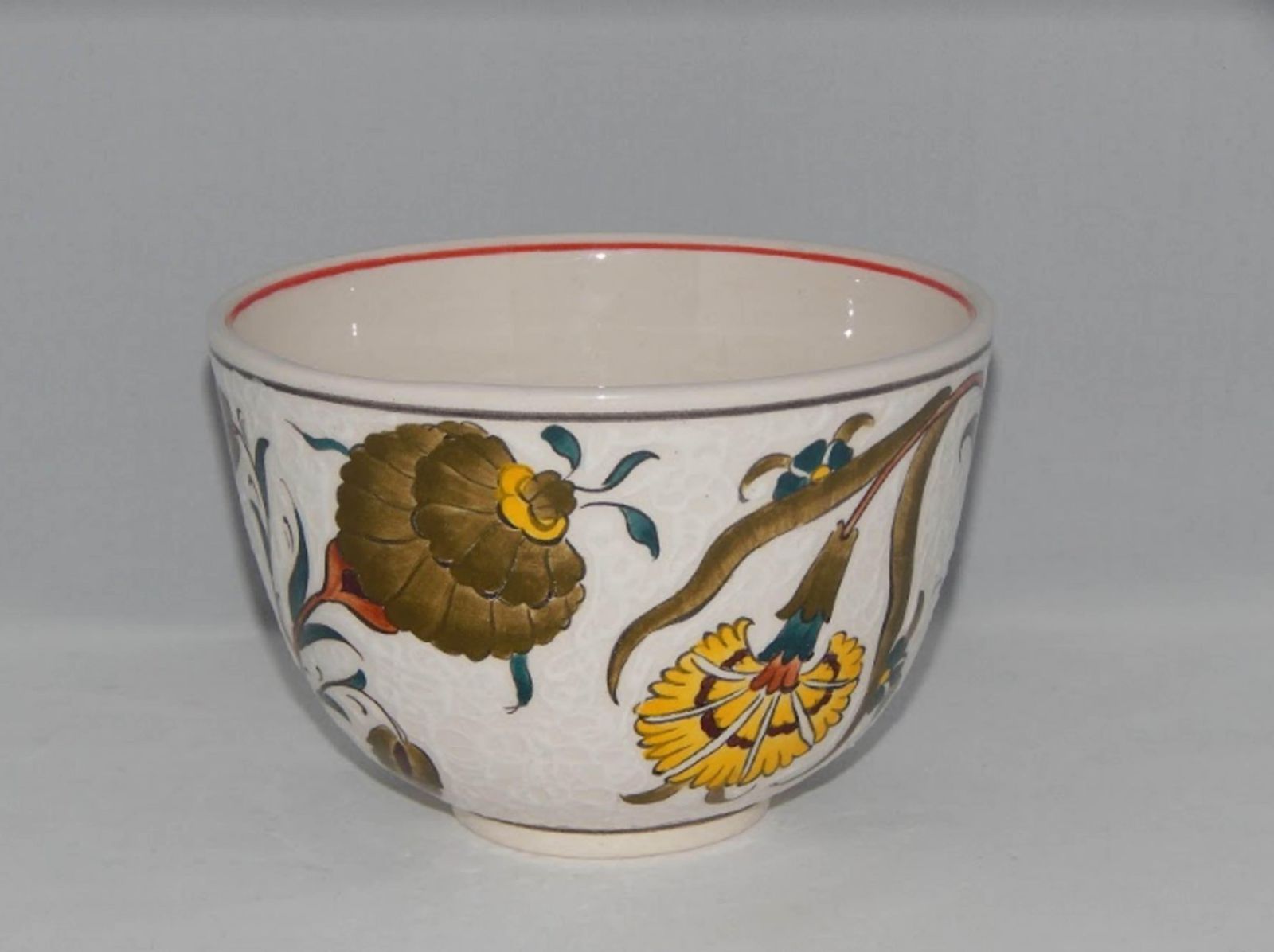 Vintage Turkish Hand Painted Ceramic Fruit Bowl, 1970s
