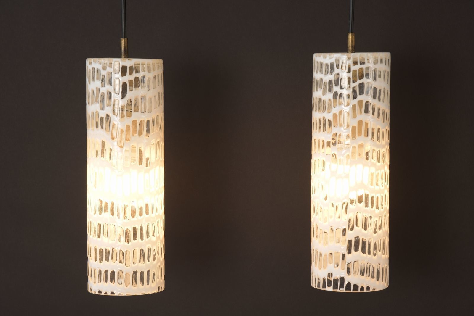 Lighting Italian Murano Glass Occhi Pendant Lamps By Tobia Scarpe For Venini, 1968, Set Of 2 photo
