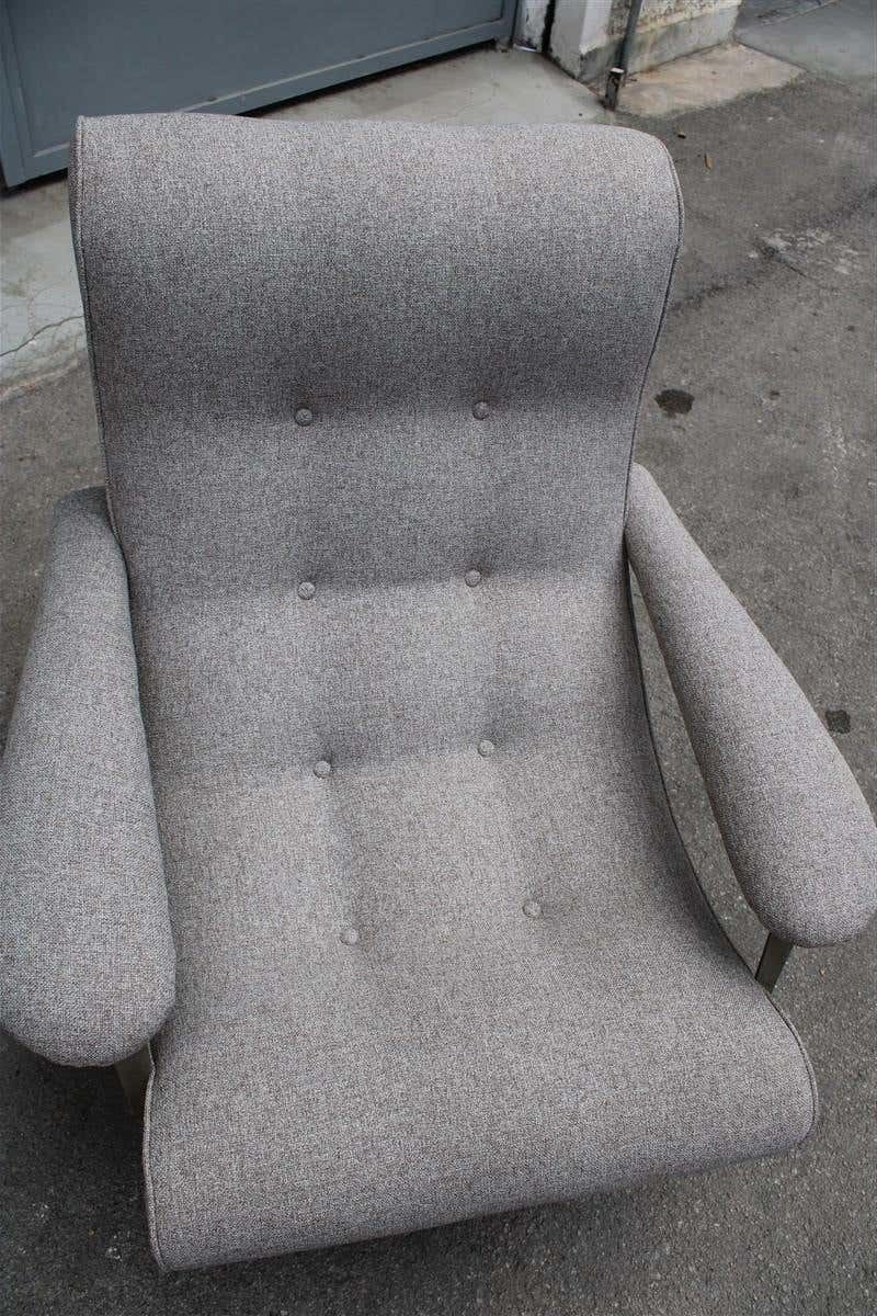 Swivel Armchair Guido Bonzani For Tecnosalotto 1970s Gray Fabric And Steel photo Furniture