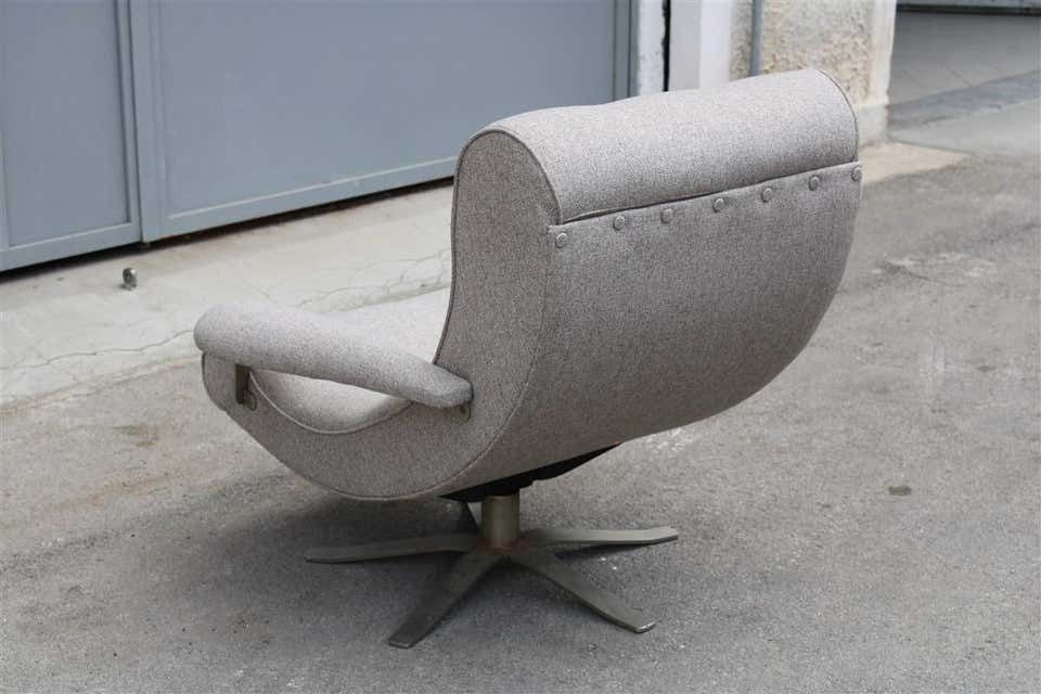 4179.0 Swivel Armchair Guido Bonzani For Tecnosalotto 1970s Gray Fabric And Steel photo