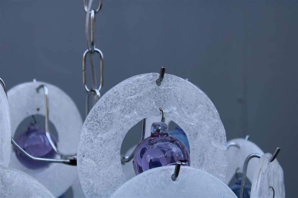Round Italian Murano Chandelier White Pulegoso Glass Wisteria photo furniture
