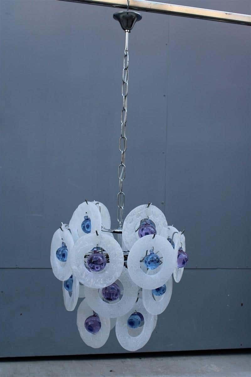 photo furniture Round Italian Murano Chandelier White Pulegoso Glass Wisteria
